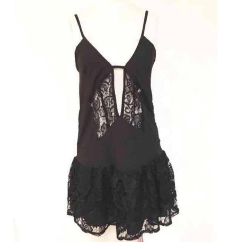 NASTY GAL Lace Cut Out Spaghetti Strap LBD - Picture 2 of 8